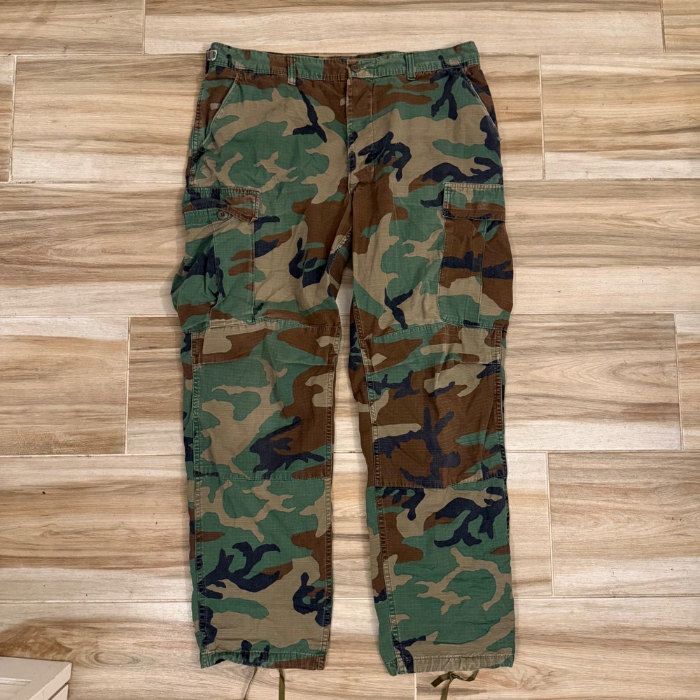US Military Woodland Camo BDU Cargo Pants Large Regular Ripstop Selma Apparel